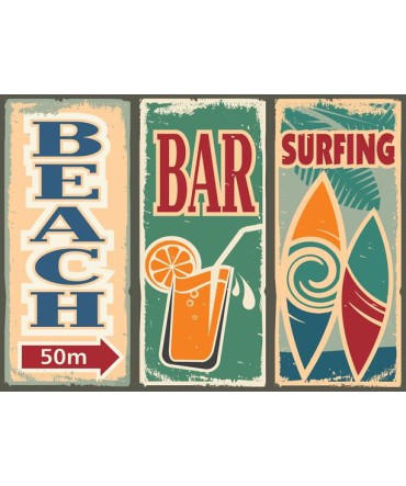 Amerikan Teneke Görünümlü 140 - Ahşap Retro Tablo