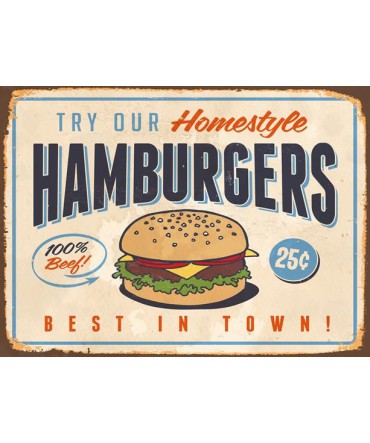 Amerikan Teneke Görünümlü 56 - Ahşap Retro Tablo