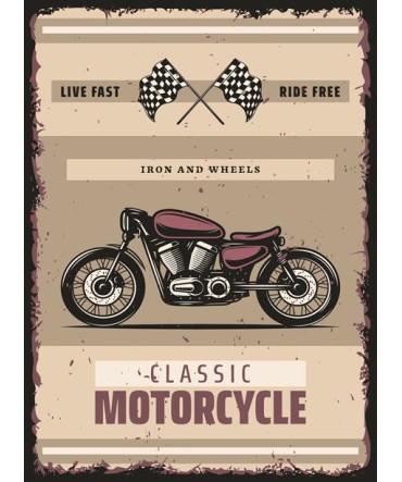 Amerikan Teneke Görünümlü 84 - Ahşap Retro Tablo