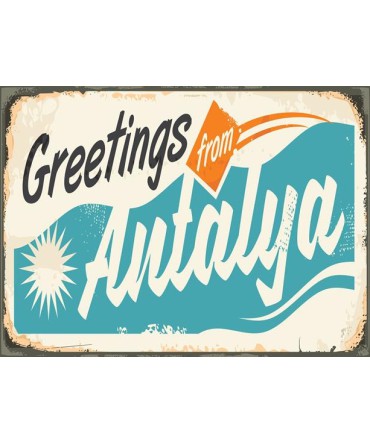 Amerikan Teneke Görünümlü 134 - Ahşap Retro Tablo