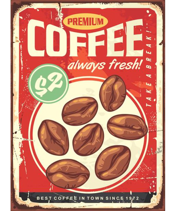 Kahve & Coffee 10 - Ahşap Retro Tablo