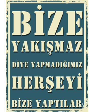 Türkçe Sözlü 118 - Ahşap Retro Tablo