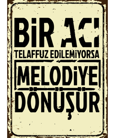 Türkçe Sözlü 20 - Ahşap Retro Tablo