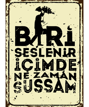 Türkçe Sözlü 21 - Ahşap Retro Tablo