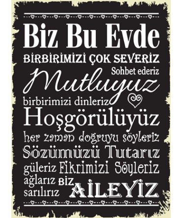 Türkçe Sözlü 24 - Ahşap Retro Tablo