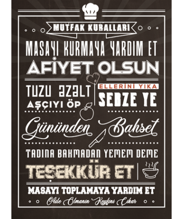 Türkçe Sözlü 68 - Ahşap Retro Tablo