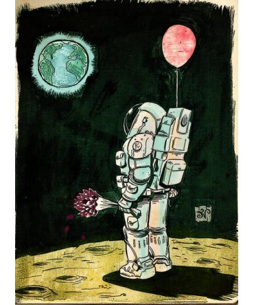 Uzay 7 - Ahşap Retro Tablo